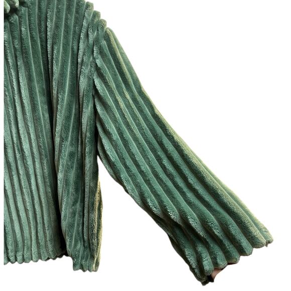 Planet Gold Green Faux-Fur/Chenille Ribbed Sweater Top Cropped Mock Neck Large - Picture 4 of 7